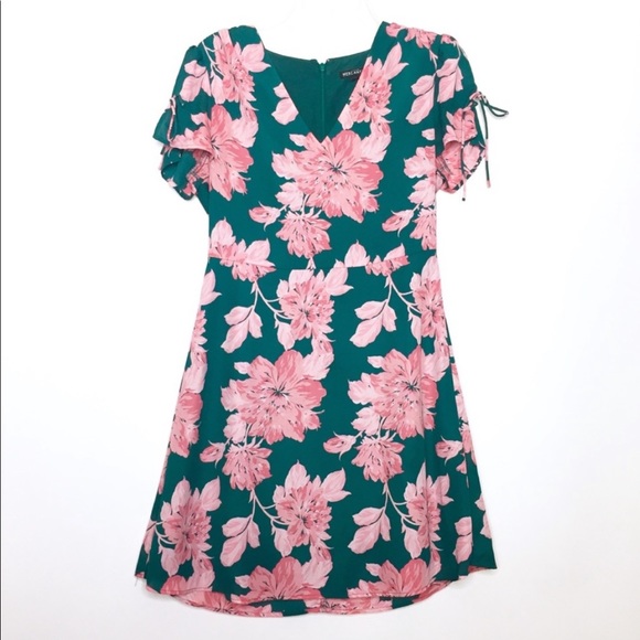 J. Crew Mercantile Floral Tie Sleeve Dress Green 4 - Picture 2 of 8